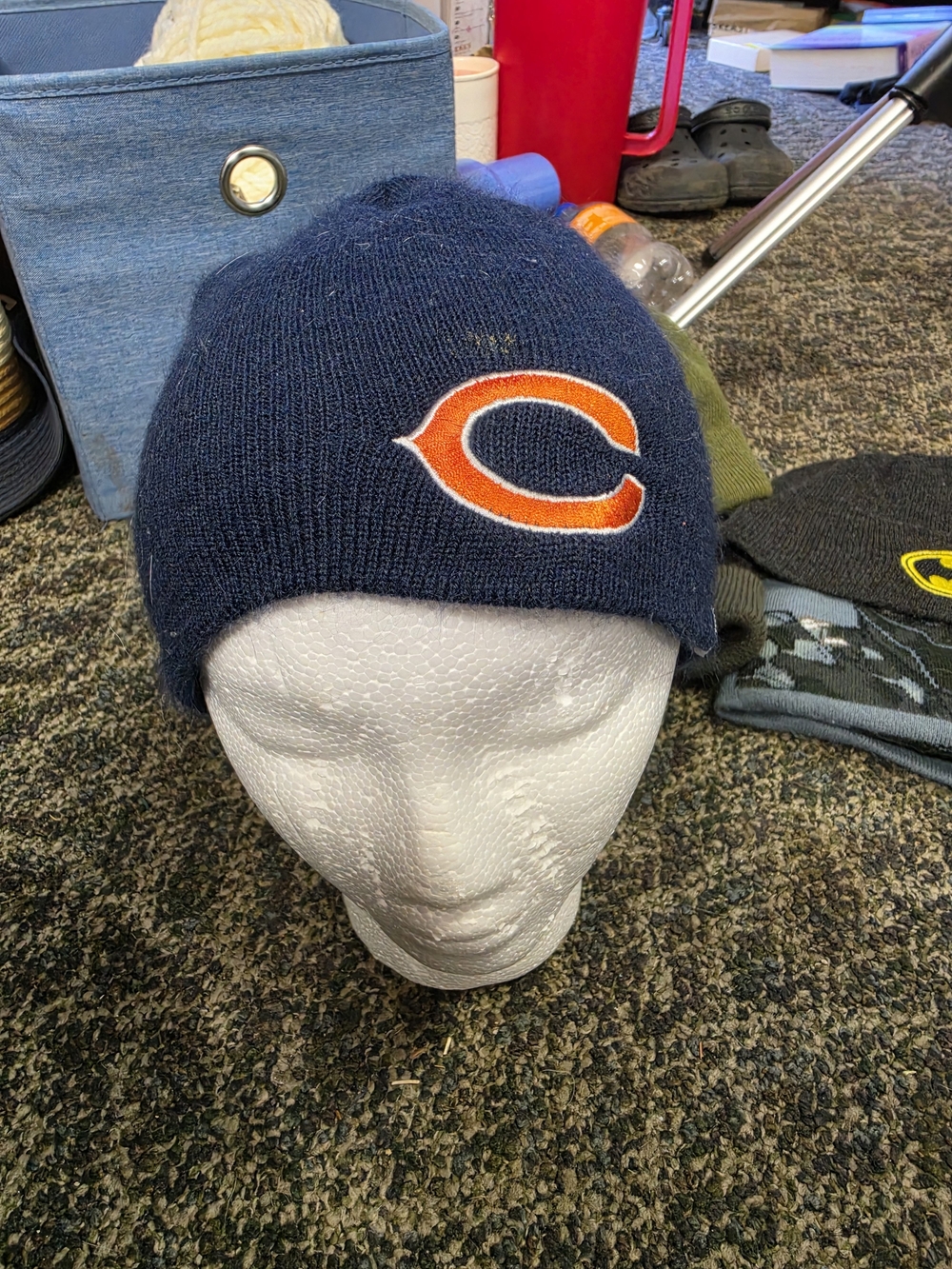 Kids Navy Knit Beanie with Orange 'C' Patch
